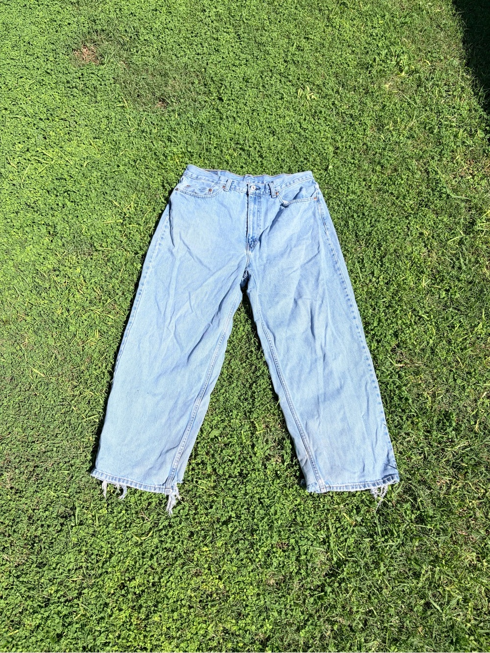 Levi's Light Blue Boyfriend Jeans with Frayed Hem